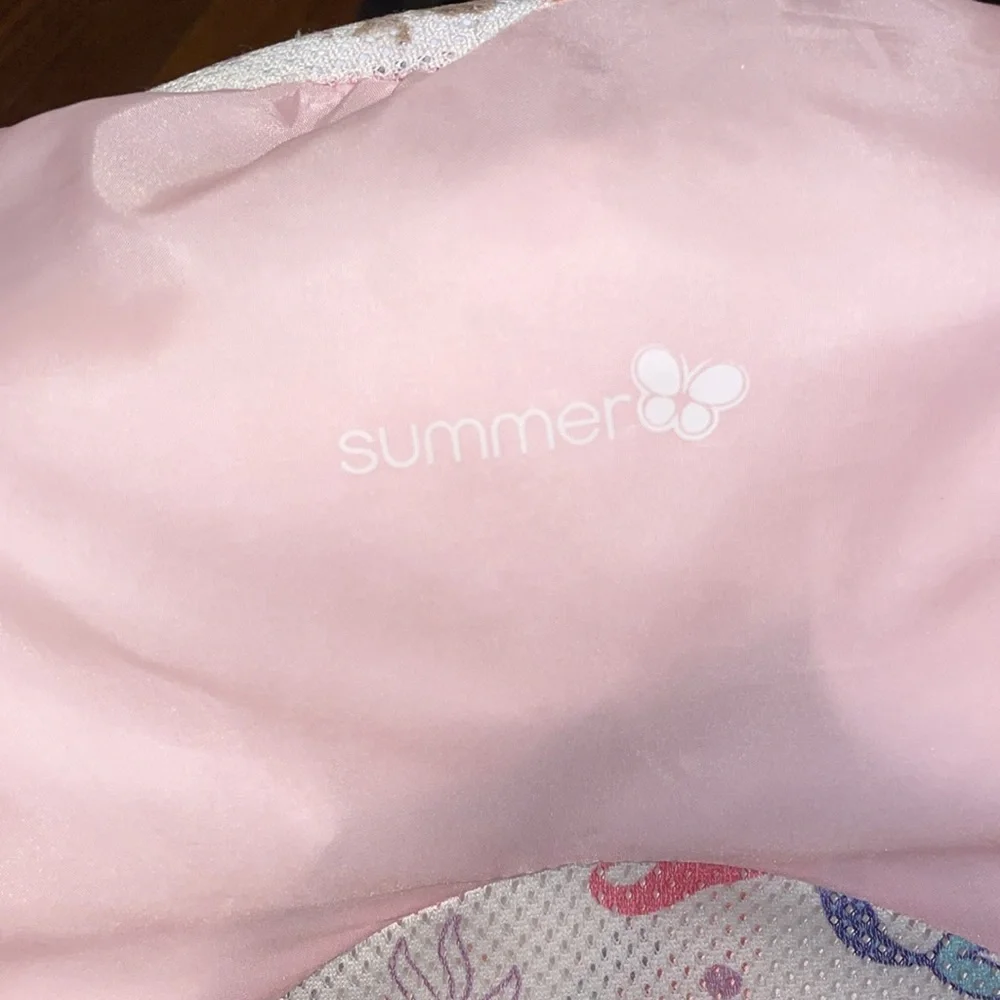 •SUMMER•INFANT DELUXE BABY PERFORATED MERMAID BATH SLING W/3 SUPPORT ANGLES EUC
